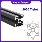 성형 1000MM 슬롯 알루미늄 CNC 프로파일 프레임 타각기 블랙 100 내구성 압출 2PCS 2020T Slot 100mm : SS-company