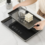 오엔리빙 디저트 디퓨저 다용도 사각 트레이, 블랙, 1개, 36 x 25 cm : 휴남텍