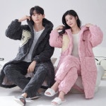 기모, 가을, 로브, 3 남녀공용 산호 두꺼운 패딩 층 , 후드, : 프로파일363