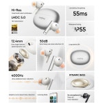 Realme Buds Air6 무선 블루투스 5.3 헤드폰, 50dB 액티브 노이즈 캔슬링 HiFi HD 마이크 통화 이어버드, 신제품 : 명광유통산업