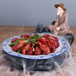드라이아이스 플레이팅 접시 사시미 일식당 횟집그릇 초밥 가재 드라이 육회 긴형 청화 자기 쟁반 : 스웨디마켓