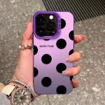 럭셔리 블랙 러브 하트 폴카 도트 패턴 휴대폰 케이스, 아이폰 15, 14, 13, 12, 11 프로 맥스, X, XR, XS 패션 충격 방지 후면 커버 : 시시market