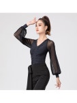 성인 라인댄스복 여성 알레마나 사교 스포츠댄스복 에어로빅 모던 쌈바 라인댄스 라인 클래식 블랙 긴팔 M : 신비요마켓