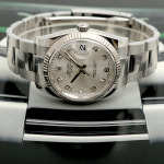 롤렉스 오이스터퍼페츄얼 데이트 115234G 스틸 34 미듐 여자 공용 시계 다이아 2018년 보증서 : 로지워치