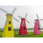나무 풍차 네덜란드 화단 조경 가든 스탠드 조형물 높이 4미터 핑크색 : 탑빌리지