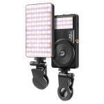 M19 LED 카메라 조명 온카메라 비디오 조명 휴대용 조명, 양면 셀카 채우기 조명, 3000mAh 충전식 CRI 95+ 2500-9000k, 휴대폰 클립으로... 
