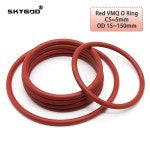 레드 CS 5mm O형 O링, 150mm, 절연 와셔, OD 도장 원형 ~ 개스킷, VMQ 개 실리콘 등급 15 고무 방수 10 : 글로브플라이