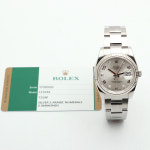 롤렉스 오이스터퍼페츄얼 데이트 115234G 스틸 34 미듐 여자 공용 시계 다이아 2018년 보증서 : 로지워치