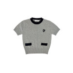 배색 라운드 패치 반팔니트 3COLOR : 큐씨플레이