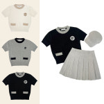 배색 라운드 패치 반팔니트 3COLOR : 큐씨플레이