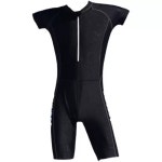 전신수영복남자 수트 일체형 서핑 전신 다이빙 슈트 스노클링 5부 (스플릿) H9573 블랙+수영모자 M (35-47.5kg) : 글로벌쿵치따치