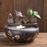 실내분수 미니분수대 폭포 실내 인테리어 미니 가정용 분수 인공 춘풍득특소호분무기포함연화분 : 득템상점