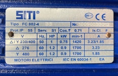 SITI 동력모터 삼상유도전동기 1HP 0.75KW VT : 주식회사 한일모텍