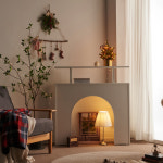 트리니홈 LED 벽난로 콘솔 아치형S 홈인테리어 집꾸미기 장식 선반장 벽난로장식장 수납장 : 트리니홈