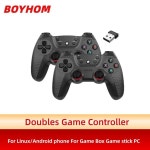 BOYHOM 무선 더블 게임 컨트롤러 리눅스 안드로이드 휴대폰용 게임 스틱 PC 스마트 TV 박스 2.4G 게임패드 조이스틱 : 올그린트랜스