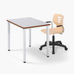 W800 포미화이트 1인세트 학교 학원 책걸상 S0642L : 하이솔로몬가구