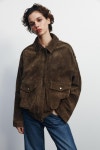 ZARA 자라 100% 스웨이드 가죽 포켓 봄버 재킷 자라4341/771/505 자라4341/771 : 롸잇나우몰