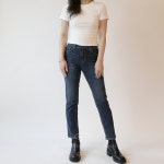 리하이] 브러쉬 워싱 슬림 일자 데님 pt : Rehi 리하이