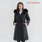 [올포유] 24FW 겨울 여성 폭스후드 롱 프라다(토끼안감) ALLTNA241 : 올포유 먹골점