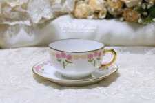 프랑스 앤틱 리모지 P&P 컵&소서 : 당아욱꽃하빌랜드