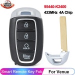 KEYECU 스마트 원격 자동 제어 열쇠 고리, 현대 베뉴 2020 2021 2022, 4 버튼, 433MHz 4A 칩, 95440-K2400 SY5IGFGE04 : 바다글로벌23