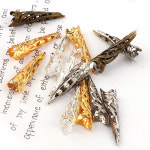 빈티지 선조 금속 뾰족한 할로우 플라워 스페이서 비즈 엔드 펜던트 DIY 커넥터 쥬얼리 파인딩 35x10mm Silver : 귤조아라