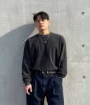 피그먼트 스트라이프 긴팔T : 바오스