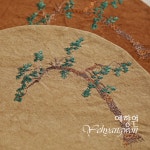 [다도 러너] 예향원 고급 면마 린넨 다석 청송 원형 티테이블 매트 E-10360 : 예향원