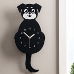 플라이토 블랙독 추 벽시계 무소음 강아지 캐릭터 디자인 벽걸이 인테리어 아크릴 아이방 : LED시계