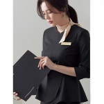 데스크 실장 미용실 상담복 유니폼 근무복 상담 병원 코디 프론트 블랙 7부 세트 S : 방가마켓