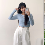 니드 레이어드 골지 크롭 가디건티셔츠 A0321 : 어썸하비