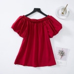 상의 훌라춤 오프숄더 의상 하와이안 공연 반팔 여성 블라우스 : 푸른한울