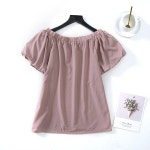 상의 훌라춤 오프숄더 의상 하와이안 공연 반팔 여성 블라우스 : 푸른한울