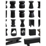 통나무 의자 낮은 우드 인테리어 나무 탄화목 블랙 스툴 원목 A형 카본블랙 32x32x45 : papastore5