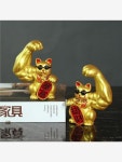 고양이 저금통 선물가게 장식품 풍수상 골드 (2515) 수납 헬창 2종 근육 세라믹 라지 : 쿨02