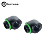 2pcs Bitspower Touchaqua G1/4 90 엘보 어댑터 워터 루프 피팅 블랙, 실버, TA F39 : 글로리25
