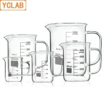 YCLAB 2000mL 비커 낮은 형태의 붕규산 3.3 유리 2L 졸업 손잡이 스파우트 측정 컵 포함 실험실 화학 : 반월마켓11