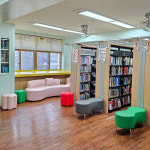 P102 경기 구리 초등학교 내 도서관인테리어 쇼파 벤치의자 스툴 : 해늘퍼니처