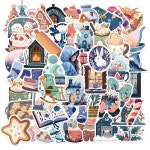 따뜻한 겨울 크리스탈 볼 크리스마스 트리 스티커 공예 스크랩북 북 라벨 장식 DIY 문구 노트북, 50 개 : 세컨드레드