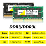 DDR3 DDR3L 노트북 메모리 램, PC3 1 5V 1066 1333 1600Mhz PC3L 35V 8500 10600 12800, 비 ECC Sodimm 2GB 4GB 8GB : 글로리28