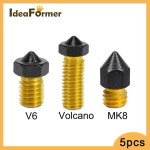 5PCS MK7 MK8/ E3D V6 화산 노즐 황동 PTFE 코팅 02/03/04/05/06/08/10MM 비 스틱 175MM 멘트 HOTEND : 바른바이