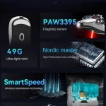 VGN PAW 3395 듀얼 모드 게이밍 마우스, 잠자리 F1 2.4G 무선 충전식 FPS 라이트 무게추, 맞춤형 게임 액세서리 : 반월마켓13