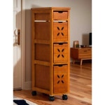 키높은수납장 원목틈새수납장 얇은 이동식 티서랍 캐비닛 A형4+1 티크 구멍X 30x40 : 유디드