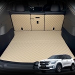 오토모듬 컨셉토 가죽 퀼팅 셀토스 전용 등커버 가죽 트렁크매트 세트 차박매트 베이지 : 오토 모듬