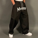 메테오 데님 와이드청바지 남자블랙진 밴딩청바지 남여공용 : 바모스피지컬