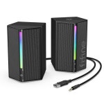 피파인 게이밍 스피커, 유선 3.5mm 연결, 스테레오 스피커, 딥 , RGB 제어, USB 전원 , PC 스마트폰과 호환, 게임, 음악, 영화, 블랙 : 시구왕임