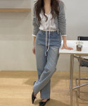루즈 일자핏 워싱 데님 팬츠 : 오브앳