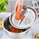 3in1 스텐 만능강판 주방 채반 채칼 채볼 믹싱볼 똑순이쿡 채썰기 세트-24cm : 베스트투데이