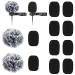 라발리에 라펠 마이크용 2PCS 퍼리 아웃도어 윈드스크린이 있는 10PCS 마이크 윈드스크린 폼 커버, 헤드셋용 커버 : 스마트샵퍼스
