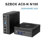 SZBOX AC8-N 팬리스  PC 데스크탑  컴퓨터 윈도우 11 4K 트리플 디스플레이 와이파이 6 BT 5.2 DDR4 16GB 512GB NVMe SSD N100 N200... 